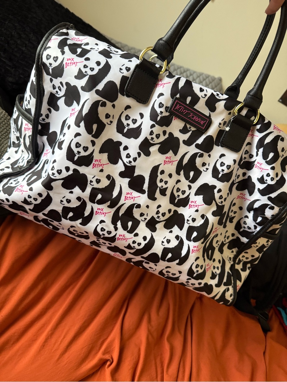 Betsey Johnson Panda Print Weekender Duffel Bag